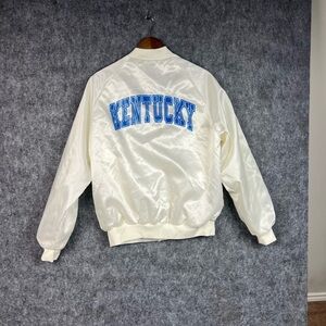 Kentucky Satin Jacket in Cream and Blue L